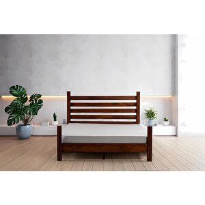Elegans İthal Çam Masif Ahşap Karyola Ceviz Renk 150x200