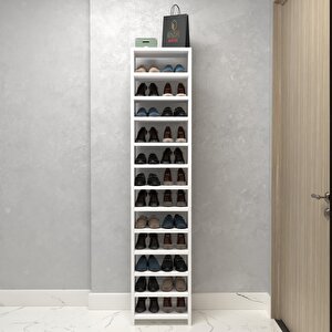 Kapaklı Ayakkabılık Bosnevi Mat Beyaz Suntalam 183*040*30 Yirmidört Çift Ayakkabı Kapasitesi Arkalıksız