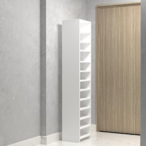 Kapaklı Ayakkabılık Bosnevi Mat Beyaz Suntalam 183*040*30 Yirmidört Çift Ayakkabı Kapasitesi Arkalıksız