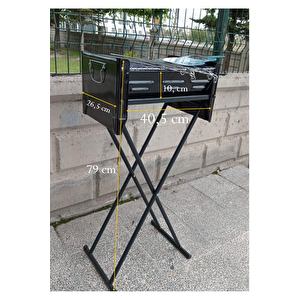 Emaye Katlanır Piknik Mangal Ayaklı 6 Şiş Hediyeli