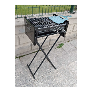 Emaye Katlanır Piknik Mangal Ayaklı 6 Şiş Hediyeli