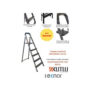 Kutlu Dayanıklı 4+1 Metal Basamaklı Merdiven