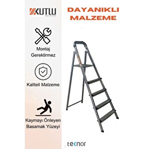Kutlu Dayanıklı 4+1 Metal Basamaklı Merdiven
