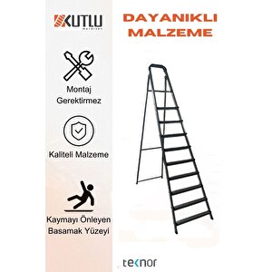 Kutlu Dayanıklı 9+1 Metal Basamaklı Merdiven