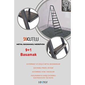 Kutlu Dayanıklı 9+1 Metal Basamaklı Merdiven