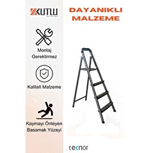 Kutlu Dayanıklı 3+1 Metal Basamaklı Merdiven