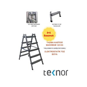 Çift Taraflı Dayanıklı 5+5 Metal Basamaklı Merdiven
