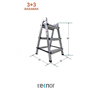 Teknor Kutlu Çift Taraflı 3+3 Metal Merdiven