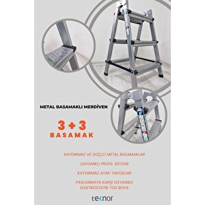 Teknor Kutlu Çift Taraflı 3+3 Metal Merdiven