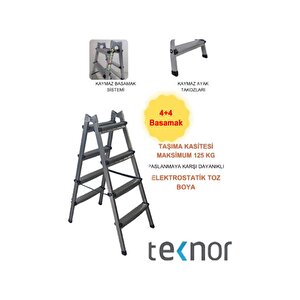 Çift Taraflı Dayanıklı 4+4 Metal Basamaklı Merdiven