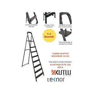 Kutlu Dayanıklı 7+1 Metal Basamaklı Merdiven