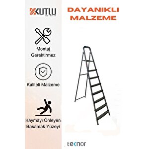 Kutlu Dayanıklı 7+1 Metal Basamaklı Merdiven