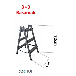 Çift Taraflı Dayanıklı 3+3 Metal Basamaklı Merdiven