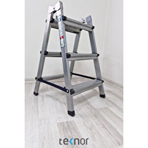 Çift Taraflı Dayanıklı 3+3 Metal Basamaklı Merdiven