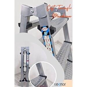 Çift Taraflı Dayanıklı 3+3 Metal Basamaklı Merdiven