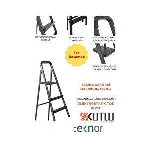 Kutlu Dayanıklı 2+1 Metal Basamaklı Merdiven