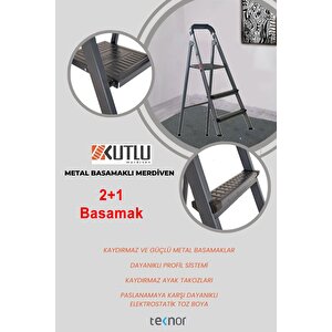 Kutlu Dayanıklı 2+1 Metal Basamaklı Merdiven
