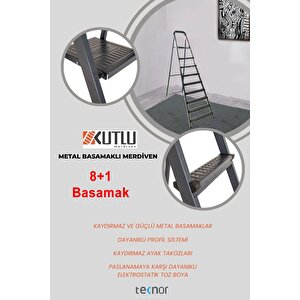 Kutlu Dayanıklı 8+1 Metal Basamaklı Merdiven