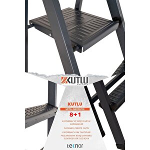 Kutlu Dayanıklı 8+1 Metal Basamaklı Merdiven