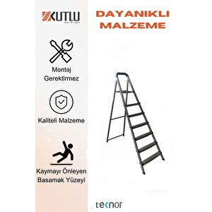 Kutlu Dayanıklı 6+1 Metal Basamaklı Merdiven