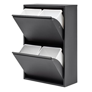 Flexbox 4 Bölmeli Çok Amaçlı Banyo Dolabı | 2 Kapaklı Kirli Sepeti