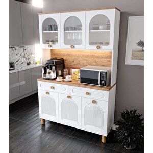 Rosa Kahve Köşesi - 140 Cm Mdf Mutfak Dolabı - Led Aydınlatmalı - Ücretsiz Montaj
