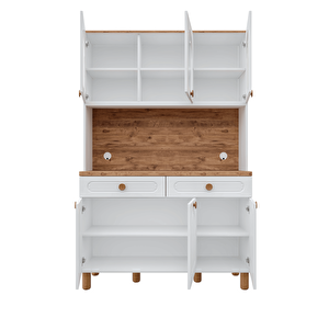 Rosa Kahve Köşesi - 140 Cm Mdf Mutfak Dolabı - Led Aydınlatmalı - Ücretsiz Montaj
