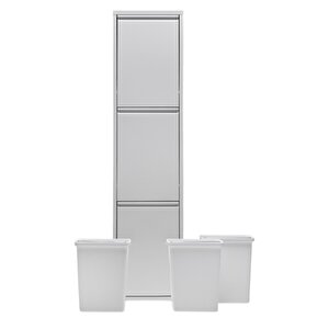 Flexbox 3 Kapaklı Çok Amaçlı Banyo Dolabı | 3 Bölmeli Kirli Sepeti