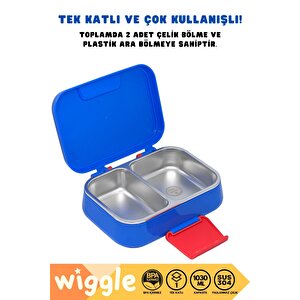 Wiggle Bento 1030ml Lunchbox Hotwheels Lisanslı Tek Katlı 2 Bölmeli Paslanmaz Çelik Sefer Tası Yemek Kutu