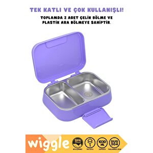 Wiggle Bento 1030ml Lunchbox Yeni Koleksiyon Tek Katlı 2 Bölmeli Paslanmaz Çelik Sefer Tası Yemek Kutusu