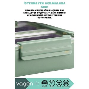 Vagonlife Bento 1100ml Lunchbox Yeni Koleksiyon Tek Katlı 2 Bölmeli Paslanmaz Çelik Sefer Tası Yemek Kutusu