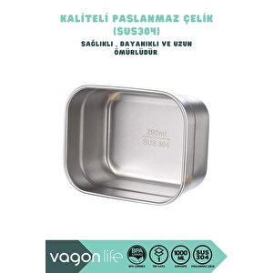 Vagonlife Bento 1000ml Lunchbox Yeni Koleksiyon Tek Katlı 5 Bölmeli Çelik Sefer Tası Yemek Kutusu