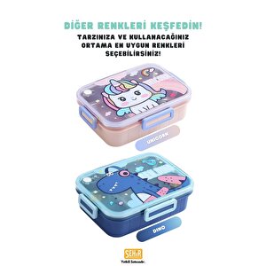 Vagonlife Bento 750ml Lunchbox Sevimli Dostlar Tek Katlı 3 Bölmeli Paslanmaz Çelik Sefer Tası Yemek Kutusu