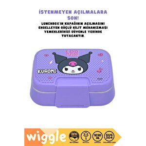 Wiggle Bento 1030ml Lunchbox Kuromi Lisanslı Tek Katlı 2 Bölmeli Paslanmaz Çelik Sefer Tası Yemek Kutusu