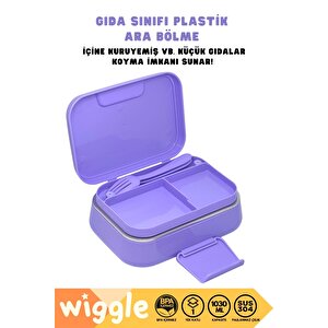 Wiggle Bento 1030ml Lunchbox Kuromi Lisanslı Tek Katlı 2 Bölmeli Paslanmaz Çelik Sefer Tası Yemek Kutusu