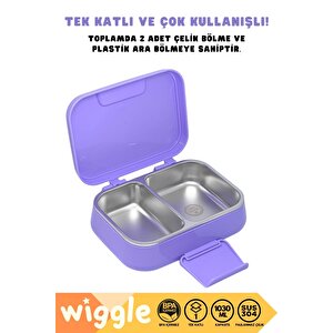 Wiggle Bento 1030ml Lunchbox Kuromi Lisanslı Tek Katlı 2 Bölmeli Paslanmaz Çelik Sefer Tası Yemek Kutusu