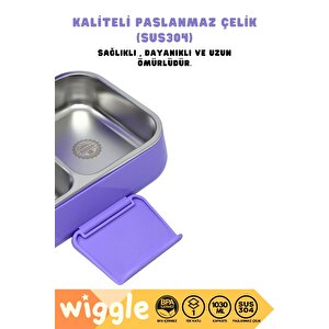 Wiggle Bento 1030ml Lunchbox Kuromi Lisanslı Tek Katlı 2 Bölmeli Paslanmaz Çelik Sefer Tası Yemek Kutusu
