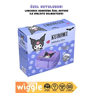 Wiggle Bento 1030ml Lunchbox Kuromi Lisanslı Tek Katlı 2 Bölmeli Paslanmaz Çelik Sefer Tası Yemek Kutusu