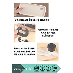 Bento 1350ml Lunchbox Yeni Koleksiyon 2 Katlı 3 Bölmeli Ve Sosluklu Çelik Sefer Tası Yemek Kutusu Pembe