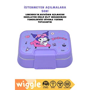 Wiggle Bento 1030ml Lunchbox Kuromi Lisanslı Tek Katlı 2 Bölmeli Paslanmaz Çelik Sefer Tası Yemek Kutusu