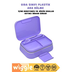 Wiggle Bento 1030ml Lunchbox Kuromi Lisanslı Tek Katlı 2 Bölmeli Paslanmaz Çelik Sefer Tası Yemek Kutusu