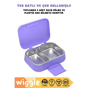 Wiggle Bento 1030ml Lunchbox Kuromi Lisanslı Tek Katlı 2 Bölmeli Paslanmaz Çelik Sefer Tası Yemek Kutusu