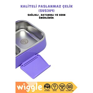 Wiggle Bento 1030ml Lunchbox Kuromi Lisanslı Tek Katlı 2 Bölmeli Paslanmaz Çelik Sefer Tası Yemek Kutusu