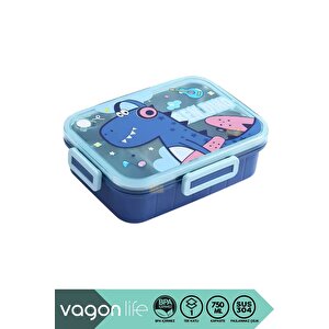 Bento 750ml Lunchbox Sevimli Dostlar Tek Katlı 3 Bölmeli Paslanmaz Çelik Sefer Tası Yemek Kutusu