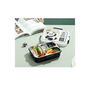 Vagonlife Bento 820ml Lunchbox Sevimli Dostlar Tek Katlı 3 Bölmeli Paslanmaz Çelik Sefer Tası Yemek Kutusu