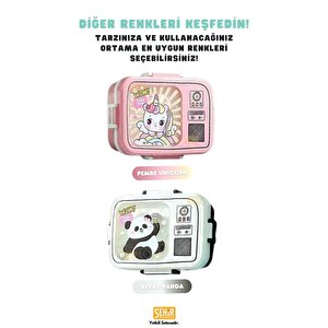 Vagonlife Bento 820ml Lunchbox Sevimli Dostlar Tek Katlı 3 Bölmeli Paslanmaz Çelik Sefer Tası Yemek Kutusu