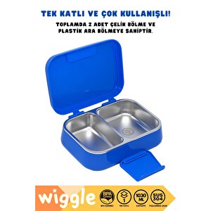 Wiggle Bento 1030ml Lunchbox Sonic Lisanslı Tek Katlı 2 Bölmeli Paslanmaz Çelik Sefer Tası Yemek Kutu