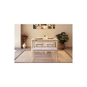 Mi̇ora Mi̇ni̇ Açilir Mutfak Masa Takimi, Krem Soho Gri̇ ( 1 Masa + 2 Bench + 2 Tabure ) Soho Antrasit