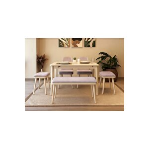 Mi̇ora Mi̇ni̇ Açilir Mutfak Masa Takimi, Krem Soho Gri̇(1 Masa + 2 Sandalye + 2 Tabure + 1 Bench) Soho Antrasit