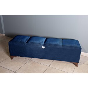 Vetra V2 Sandıklı Bench Puf, Ceviz Mavi